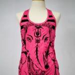 Ganesha Tank Top SIZE S ONLY Hamsa Yoga Clothing Buddha Ganesha Boho Om Pink Elephant
