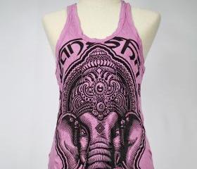 Ganesha Tank Top Yoga Singlet Purple Top Buddha Hindu God S M L XL