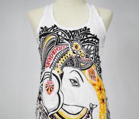 Ganesha Tank Top SIZE S ONLY Yoga Singlet Blue Buddha Hamsa Boho Om 
