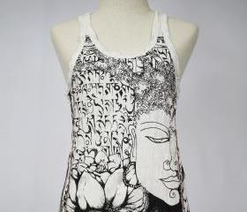 Buddha Tank Top Yoga Top Singlet Hindu God White Thailand S M L XL